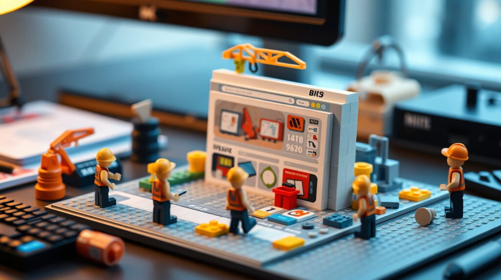 Técnicos construyendo un sitio web desde la arquitectura del sitio