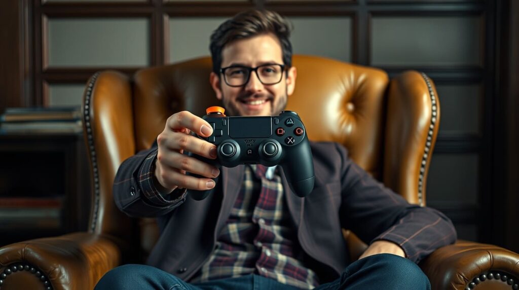 Usuario con el control en sus manos