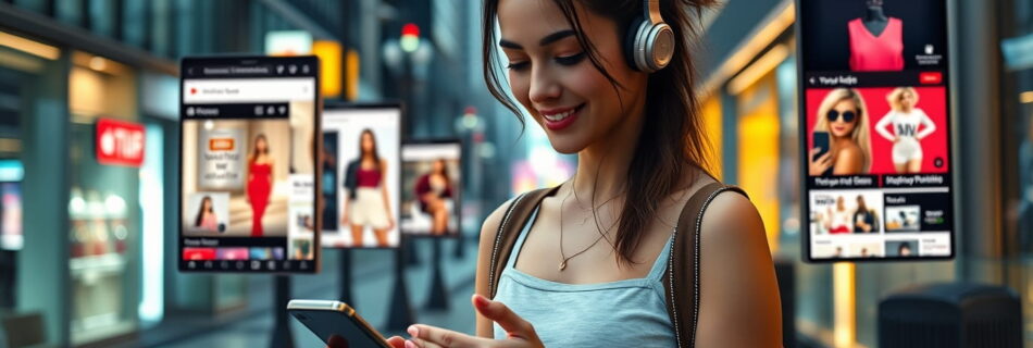 Mujer navegando por e-commerce para comprar en línea