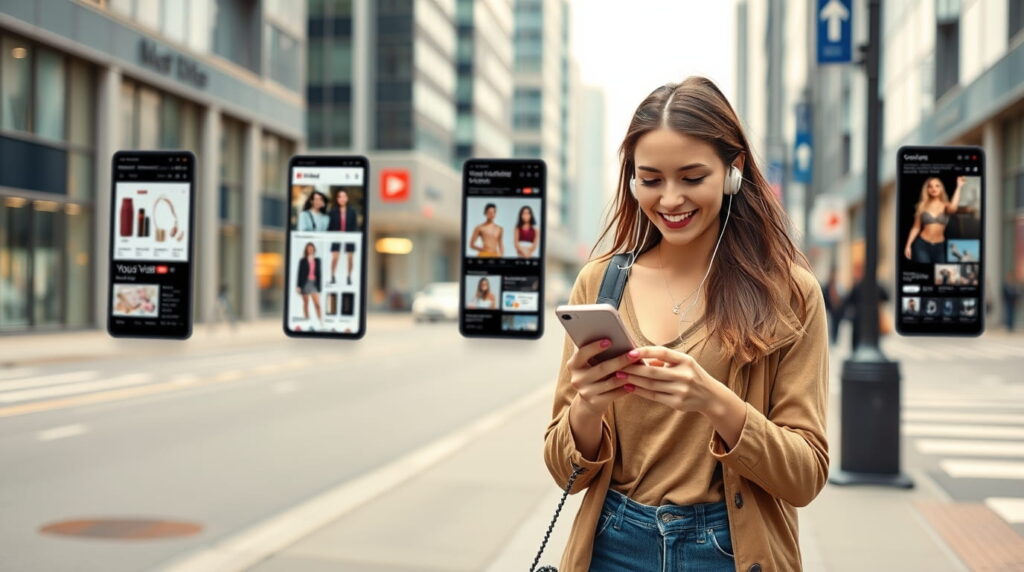 Mujer navegando por e-commerce para comprar en línea