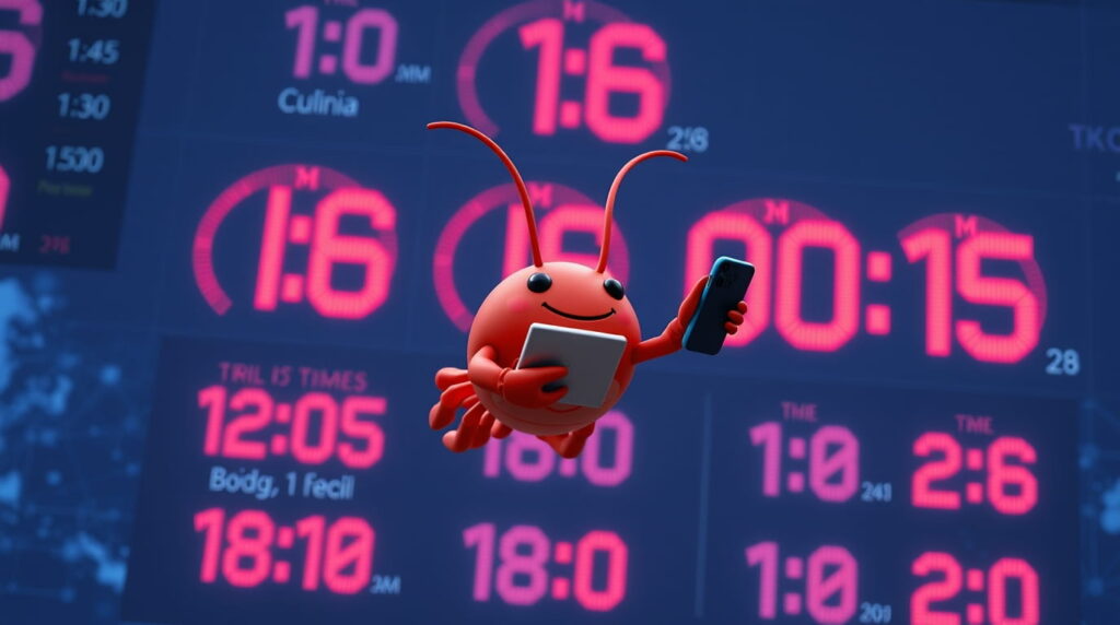 pequeña mascota de open claw trabajando en el sistema operativo de una computadora