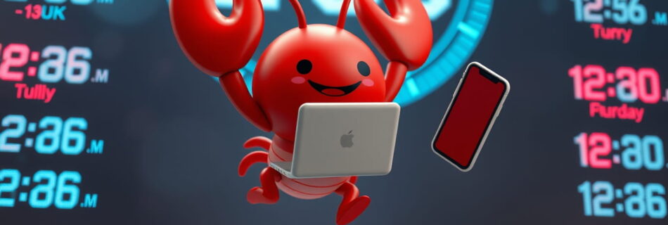 pequeña mascota de open claw trabajando en el sistema operativo de una computadora