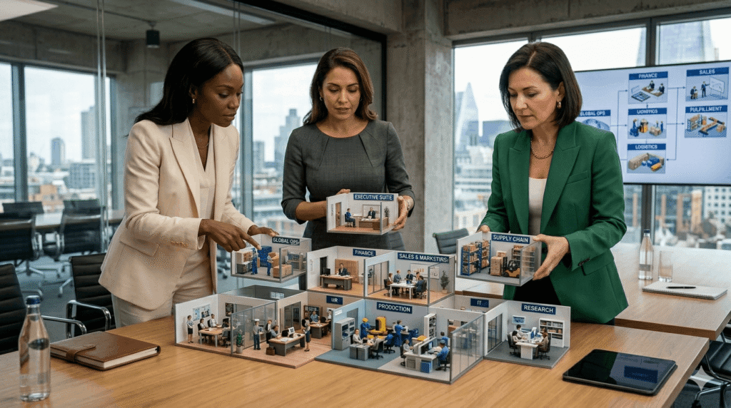 Ejecutivo con el ERP empresarial