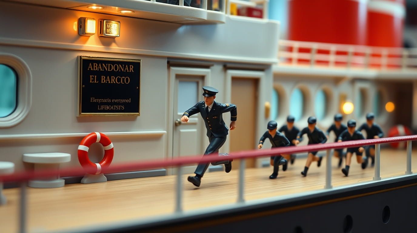 Capitan dando la señal de abandonar el barco