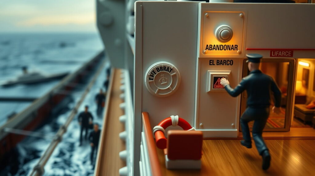 Capitan dando la señal de abandonar el barco