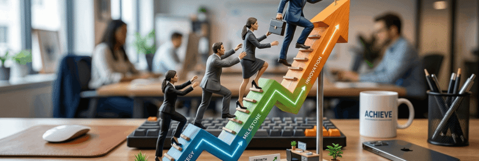 Equipo de ventas escalando rumbo al éxito
