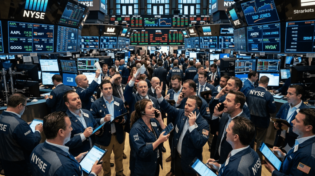 Piso de remates de la bolsa de valores representando la estrategia de precios basados en valor