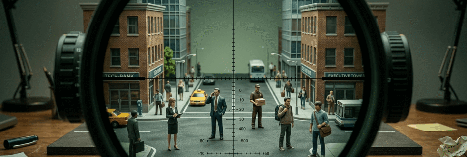 Mirando a través del objetivo una serie de empresas y oficinas