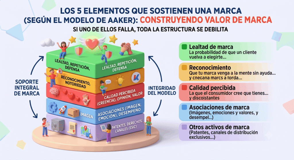 5 elementos de la marca modelo de Aaker