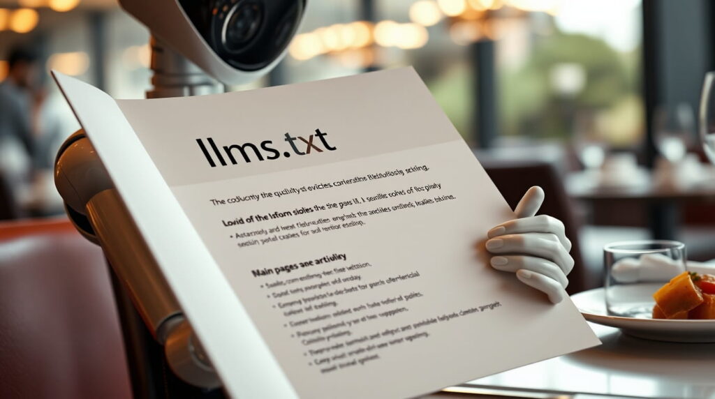 IA revisando el archivo llms txt de una pagina web