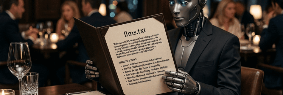 IA revisando el archivo llms txt de una pagina web