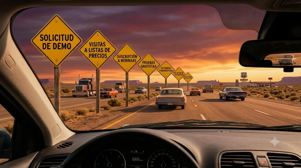 señales digitales de alta intención de compra en la autopista