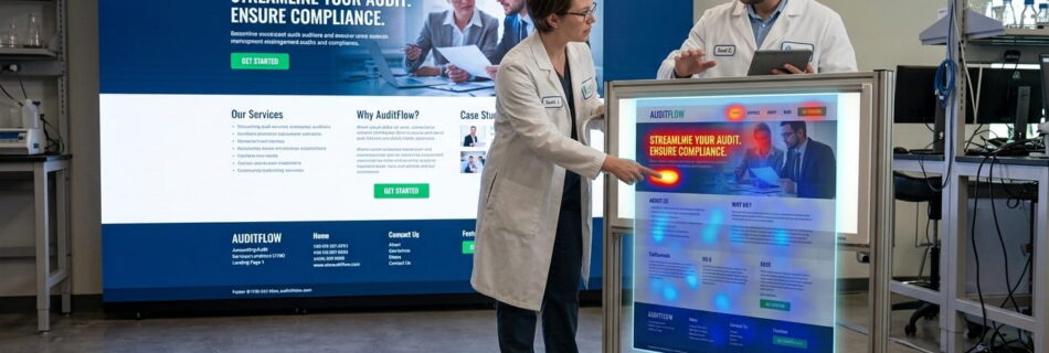 Especialistas en CRO analizando una landing page