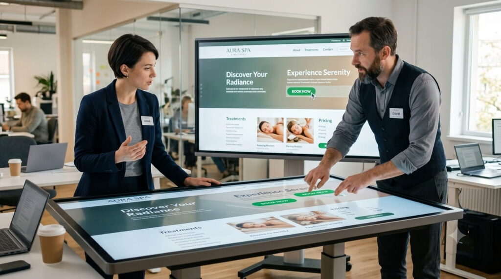 Especialistas en CRO analizando una landing page