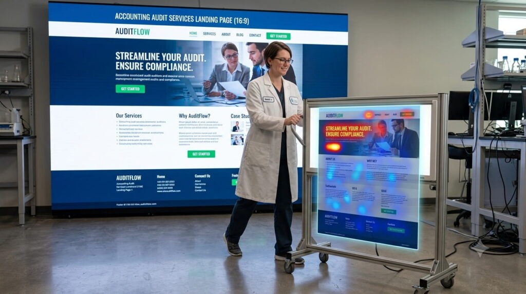 Especialistas en CRO analizando una landing page