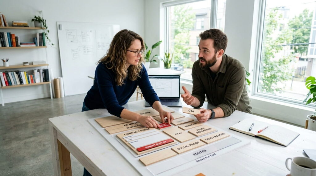 especialistas configurando el CRO de una landing page B2B