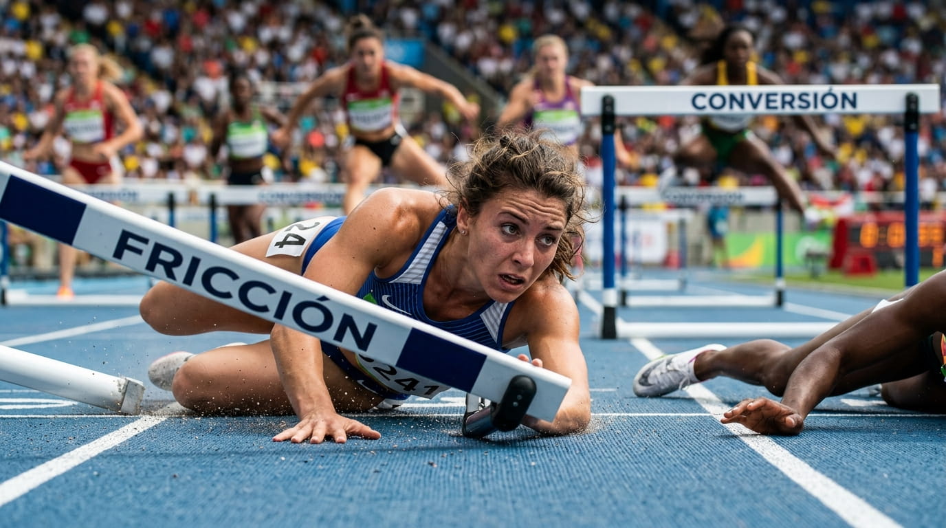 Carrera de conversión saltando fricción