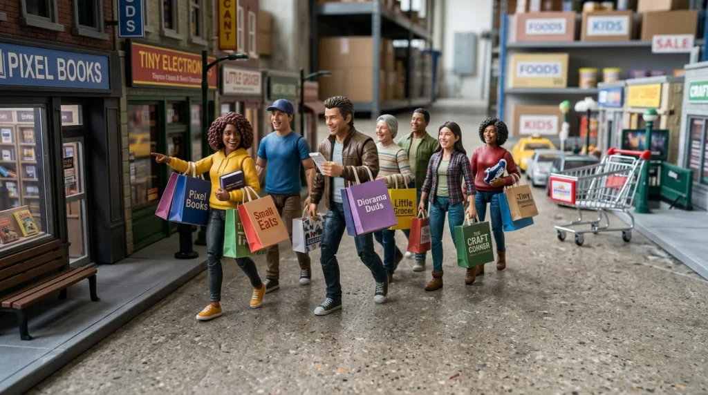 de compras por las tiendas de la ciudad